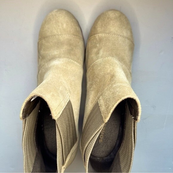 Sorel Addington Chelsea Tan Suede Pull On Boho Ankle Boot Stacked Heel Women 8.5 - Picture 6 of 13